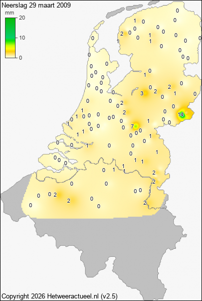 Neerslag 29 maart 2009