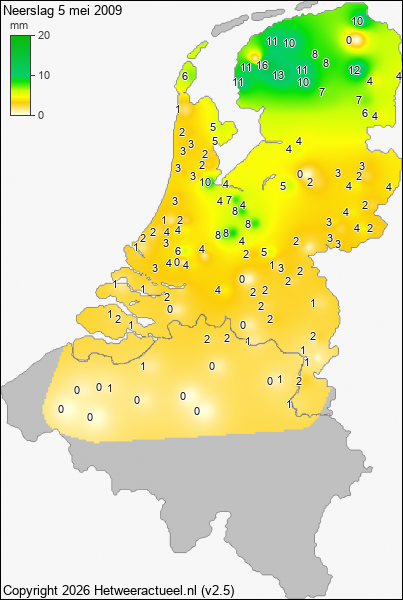 Neerslag 5 mei 2009