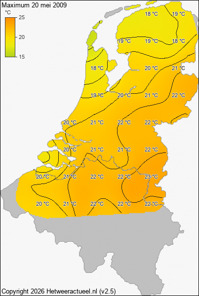 Maximum temperatuur 20 mei 2009