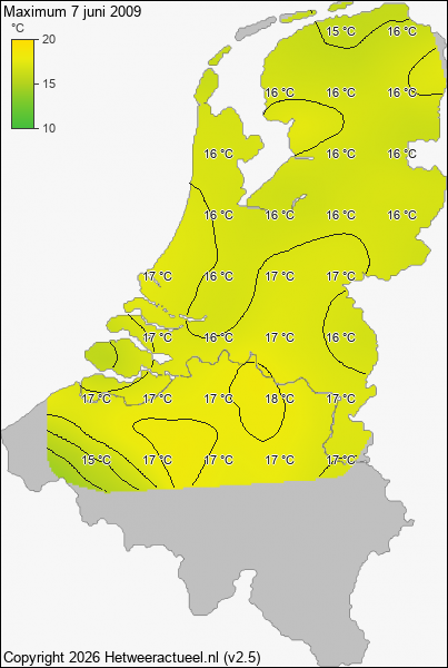 Maximum temperatuur 7 juni 2009