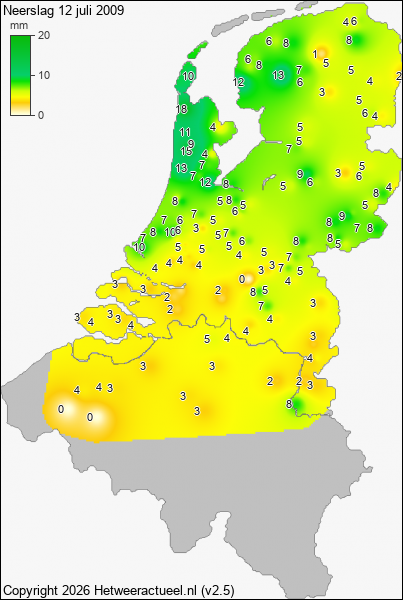 Neerslag 12 juli 2009