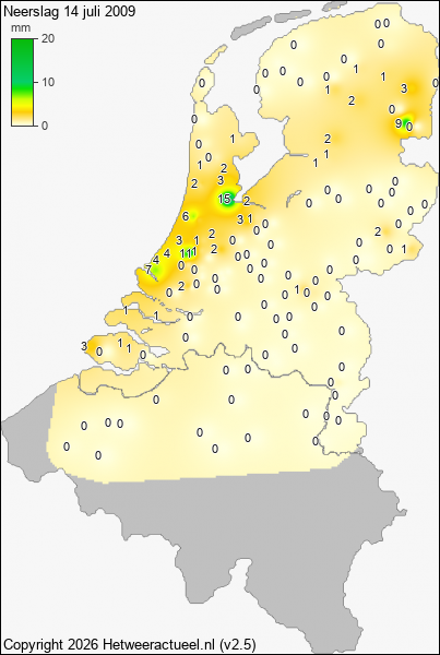 Neerslag 14 juli 2009