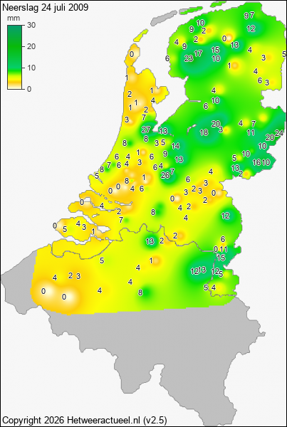 Neerslag 24 juli 2009