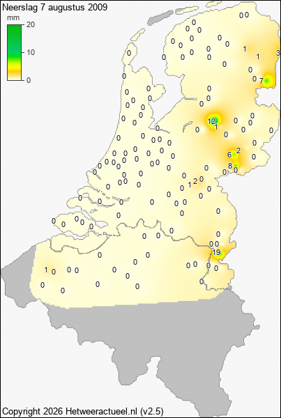 Neerslag 7 augustus 2009