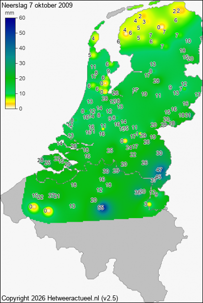 Neerslag 7 oktober 2009