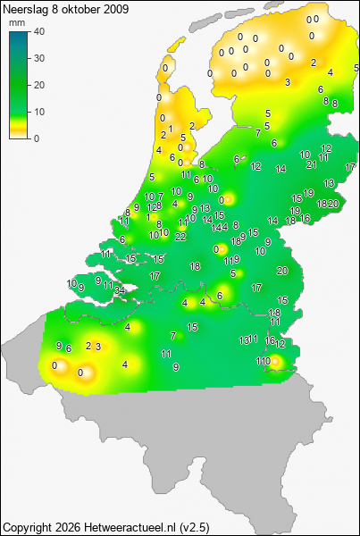 Neerslag 8 oktober 2009