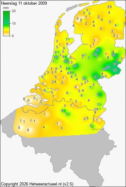 Neerslag 11 oktober 2009