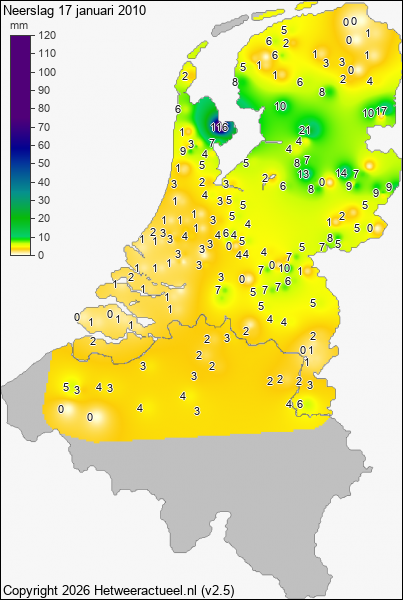 Neerslag 17 januari 2010