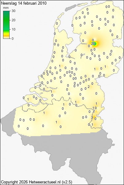 Neerslag 14 februari 2010