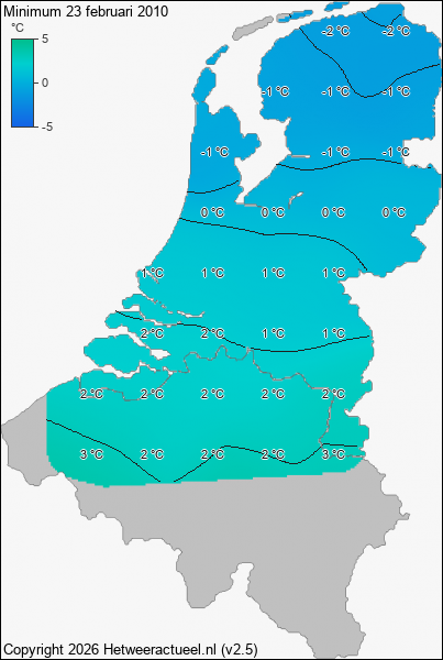 Minimum temperatuur 23 februari 2010