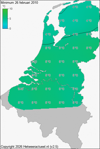 Minimum temperatuur 26 februari 2010