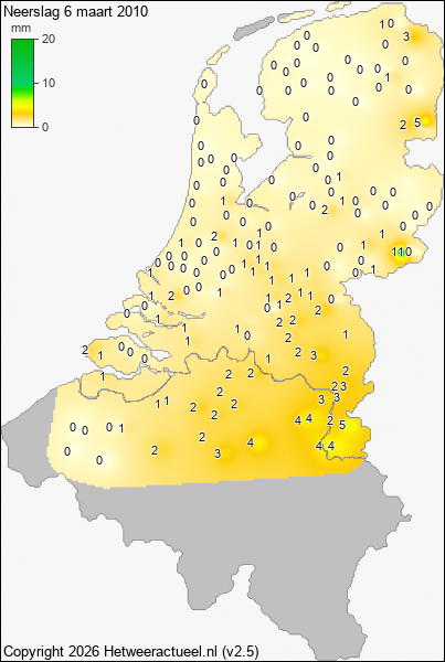 Neerslag 6 maart 2010