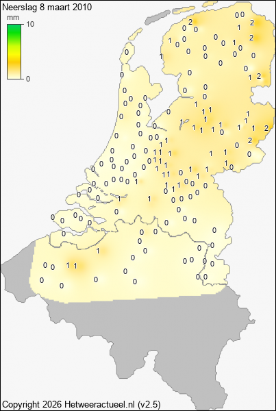 Neerslag 8 maart 2010