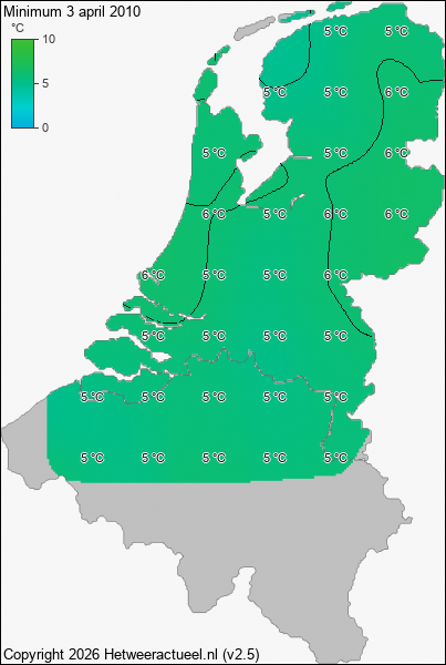 Minimum temperatuur 3 april 2010