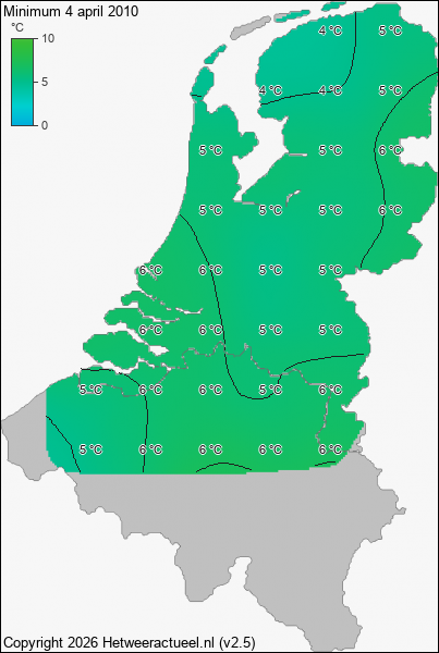 Minimum temperatuur 4 april 2010