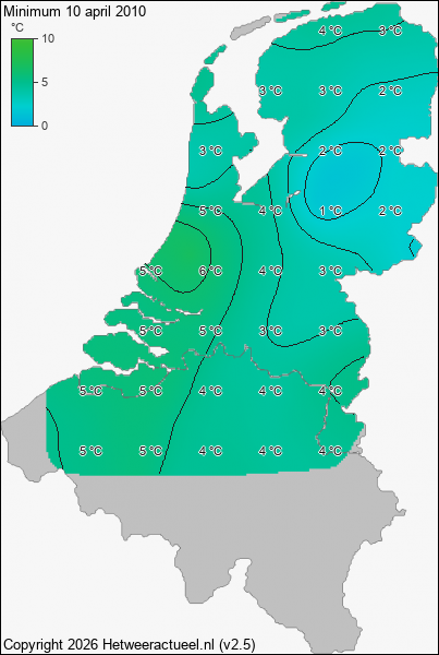 Minimum temperatuur 10 april 2010
