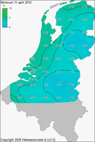 Minimum temperatuur 11 april 2010