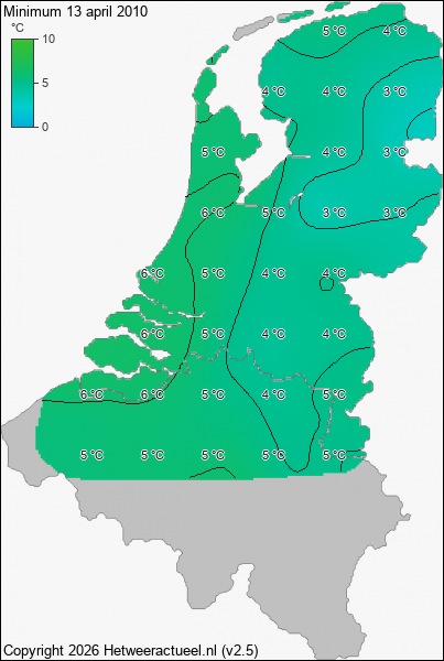 Minimum temperatuur 13 april 2010