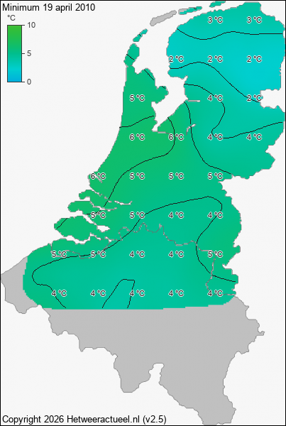 Minimum temperatuur 19 april 2010
