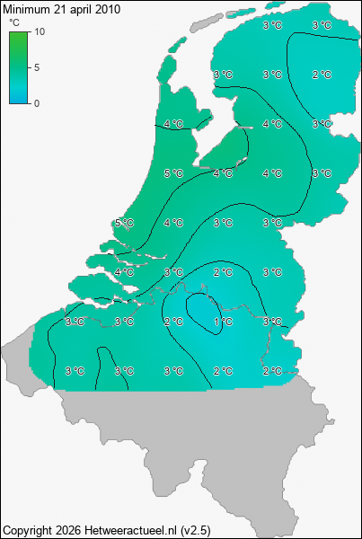 Minimum temperatuur 21 april 2010