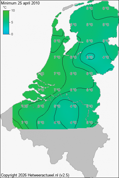 Minimum temperatuur 25 april 2010