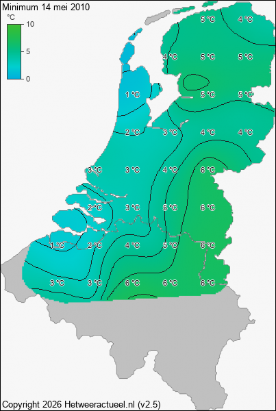 Minimum temperatuur 14 mei 2010