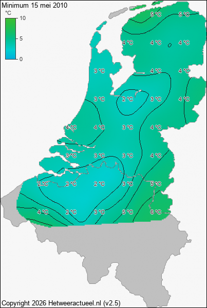 Minimum temperatuur 15 mei 2010