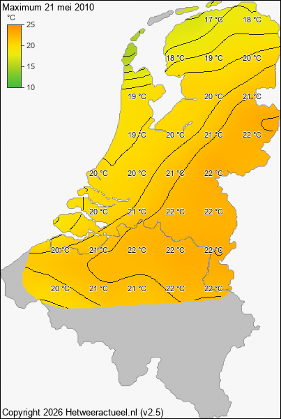 Maximum temperatuur 21 mei 2010