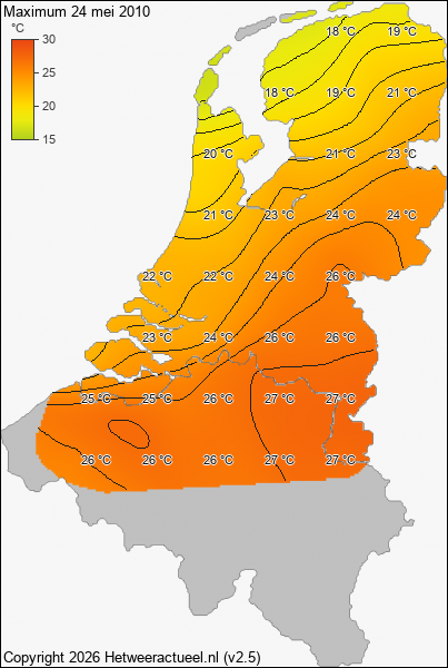 Maximum temperatuur 24 mei 2010