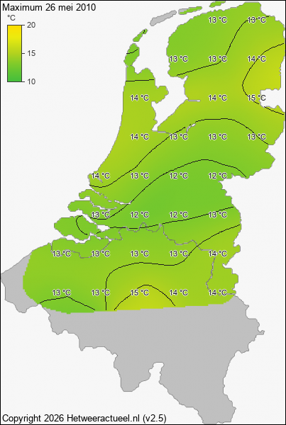 Maximum temperatuur 26 mei 2010