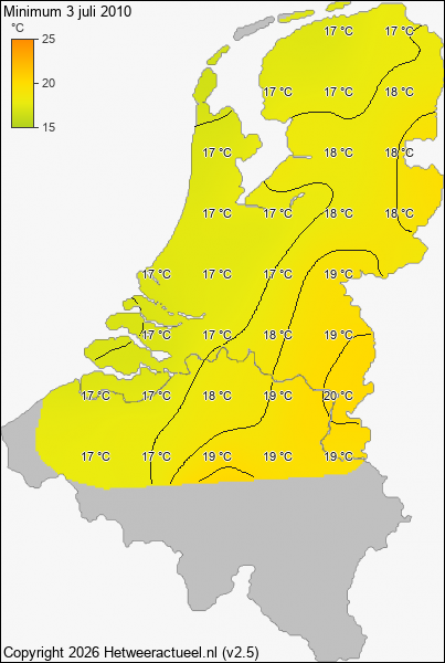Minimum temperatuur 3 juli 2010