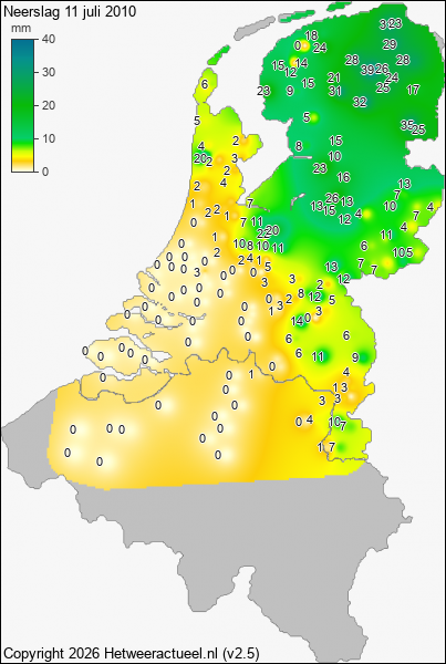Neerslag 11 juli 2010