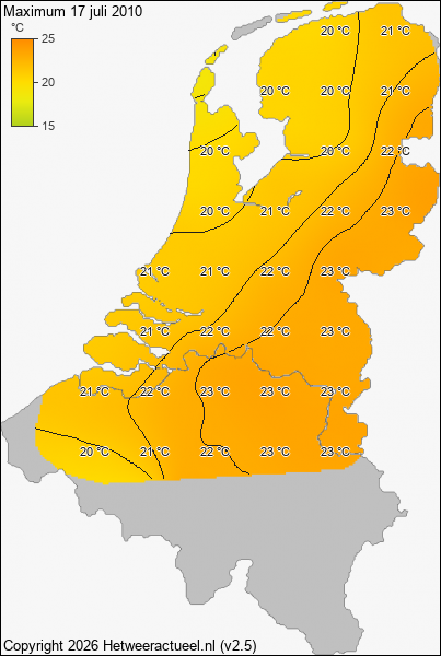 Maximum temperatuur 17 juli 2010