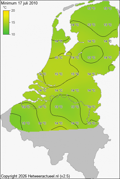 Minimum temperatuur 17 juli 2010
