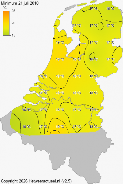 Minimum temperatuur 21 juli 2010