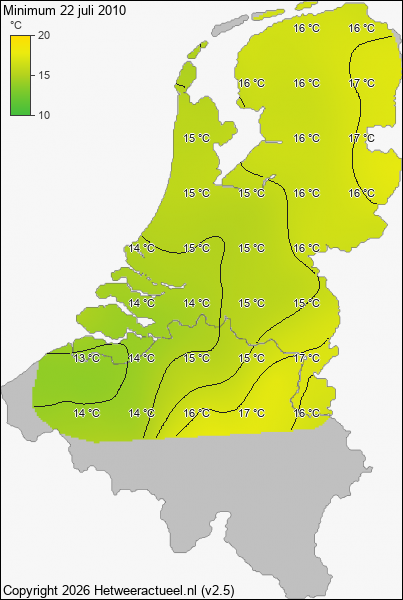 Minimum temperatuur 22 juli 2010