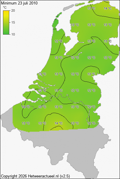Minimum temperatuur 23 juli 2010