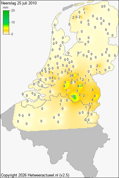 Neerslag 25 juli 2010