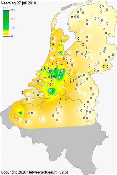Neerslag 27 juli 2010