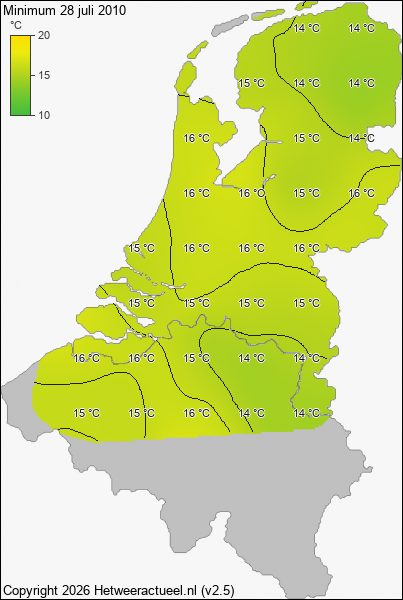 Minimum temperatuur 28 juli 2010