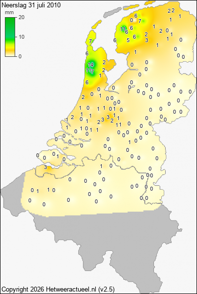 Neerslag 31 juli 2010