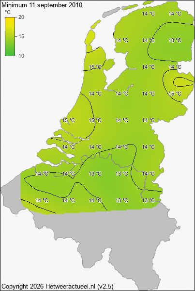 Minimum temperatuur 11 september 2010