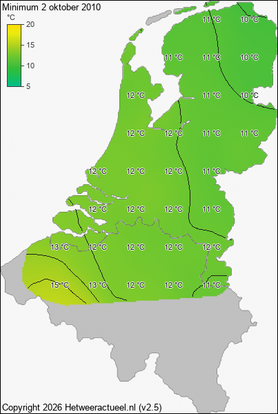 Minimum temperatuur 2 oktober 2010
