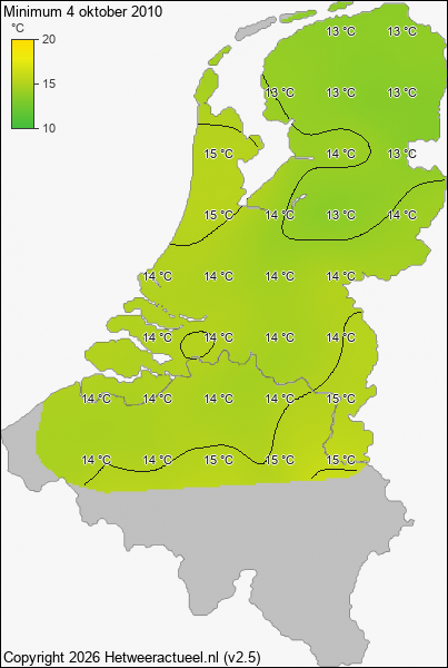Minimum temperatuur 4 oktober 2010