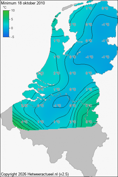 Minimum temperatuur 18 oktober 2010