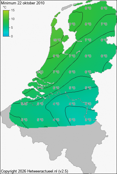 Minimum temperatuur 22 oktober 2010