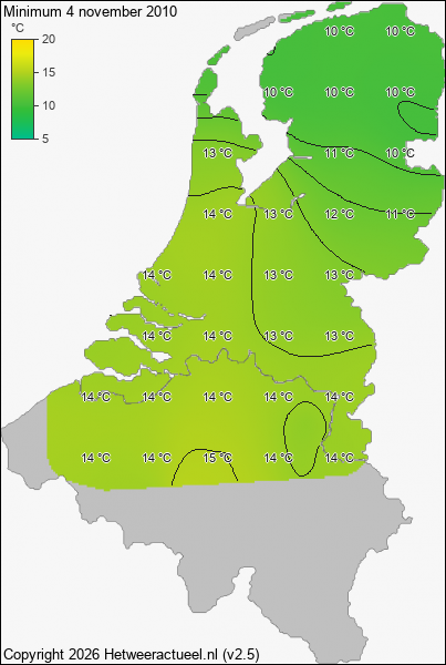 Minimum temperatuur 4 november 2010