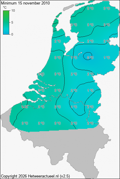 Minimum temperatuur 15 november 2010