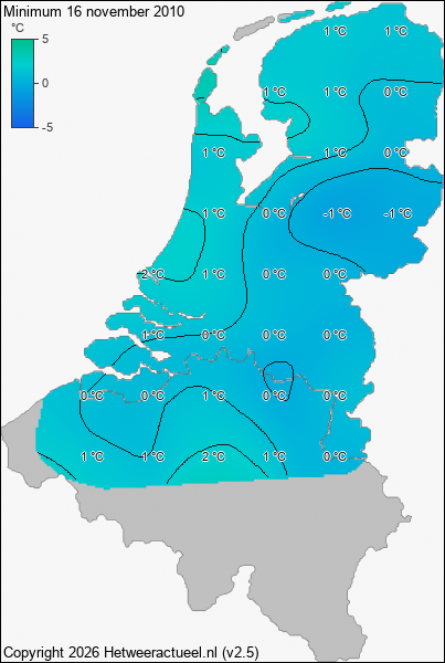 Minimum temperatuur 16 november 2010