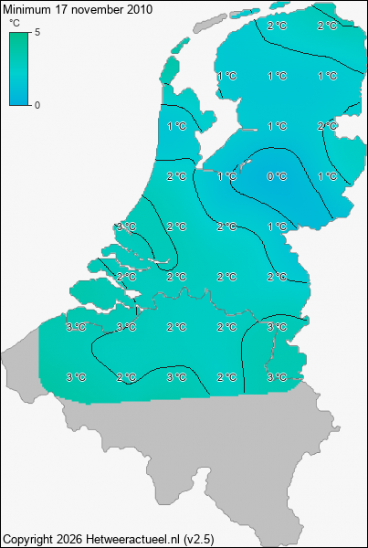 Minimum temperatuur 17 november 2010